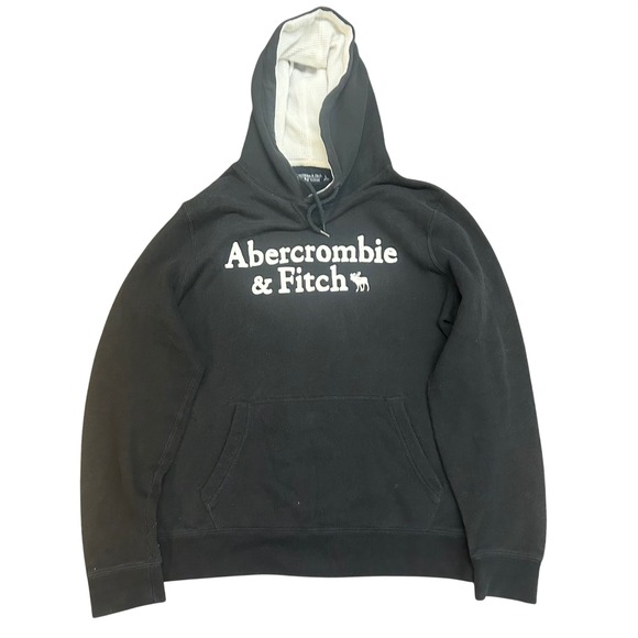 Abercrombie & Fitch Other - Abercrombie & Fitch Mens Soft Fleece Hoodie Black Logo Pullover Sweatshirt L